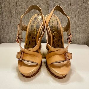 Sam Edelman Josie leather strap wedge w/ buckle closure 7M